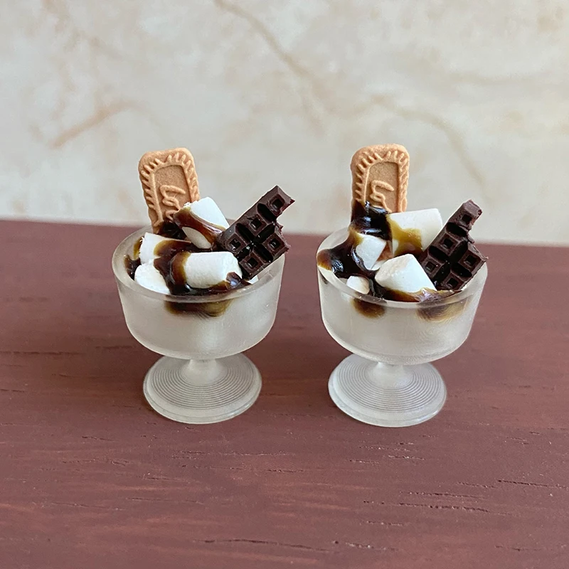 1/12 Scale Mini Ice Cream Miniature Dollhouse Food Drink Milk Tea Dessert Model Pretend Play Kitchen For BJD Toy Accessories