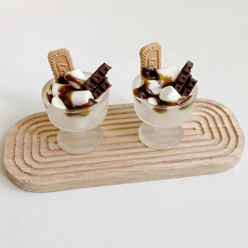 1/12 Scale Mini Ice Cream Miniature Dollhouse Food Drink Milk Tea Dessert Model Pretend Play Kitchen For BJD Toy Accessories