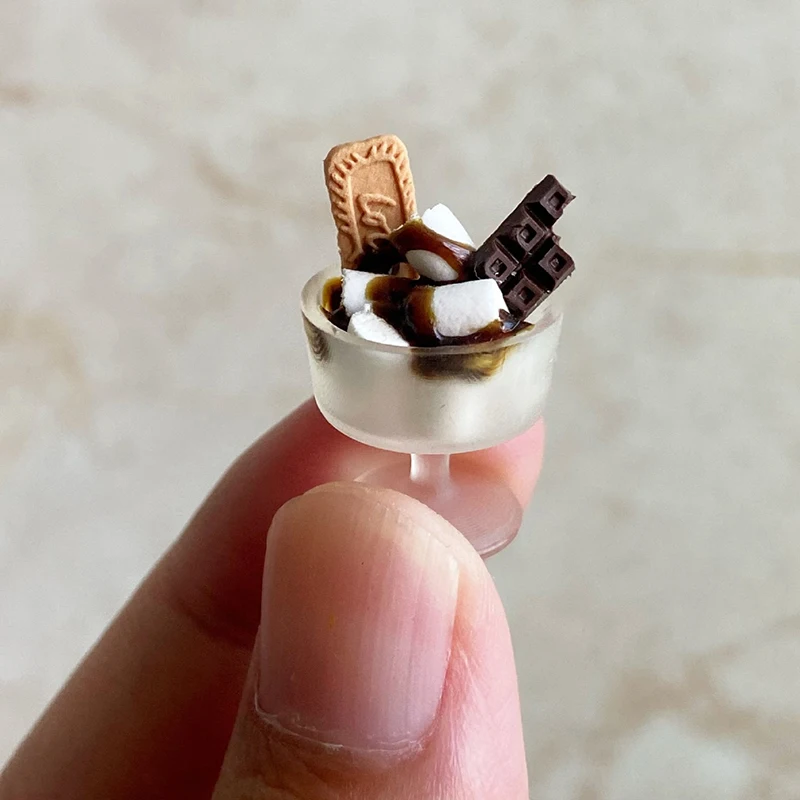 1/12 Scale Mini Ice Cream Miniature Dollhouse Food Drink Milk Tea Dessert Model Pretend Play Kitchen For BJD Toy Accessories