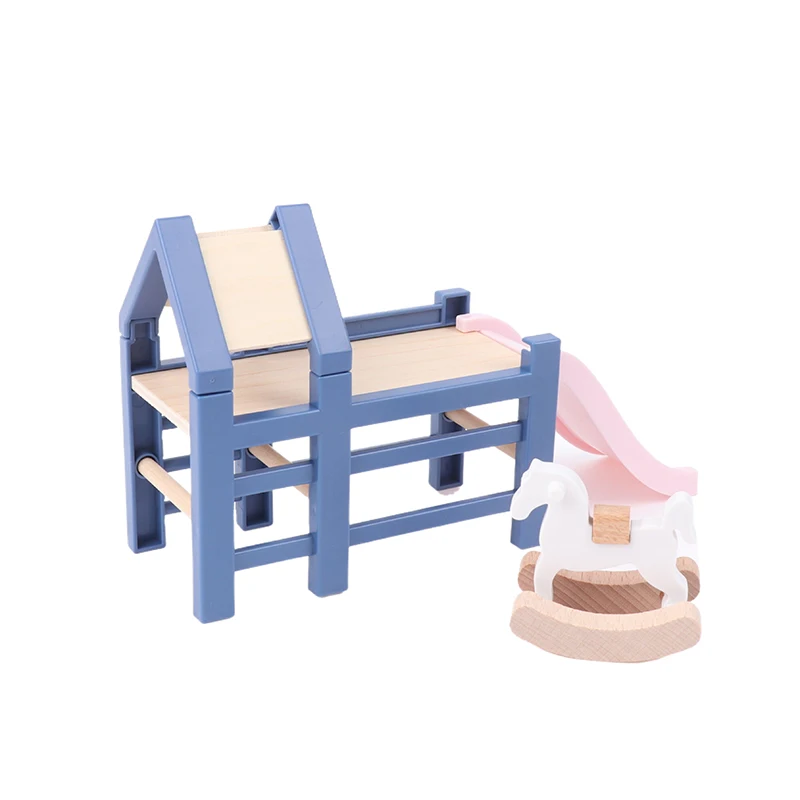 1/12 Dollhouse Baby Bedroom Furniture Accessories Slide/Trojan Horse/Table/ Dining Chair/Bed For Kids Pretend Play Toy