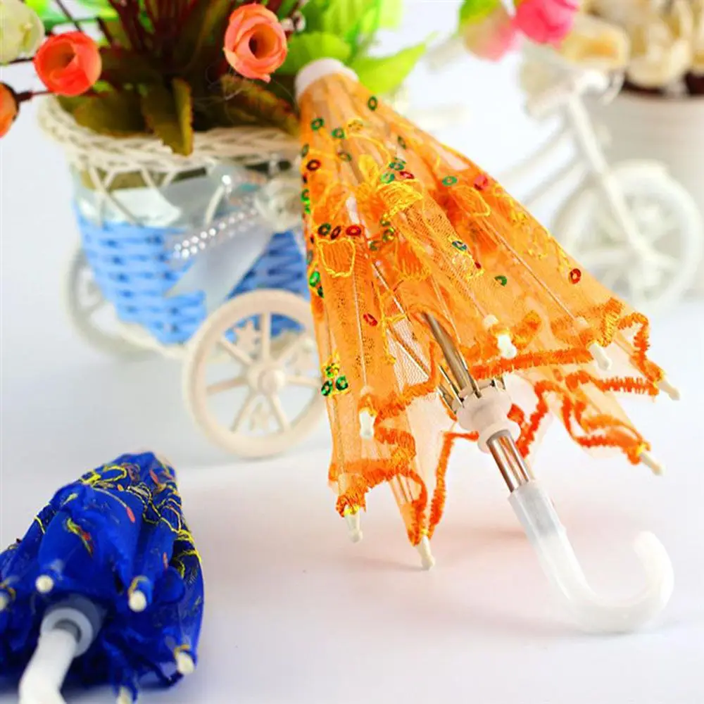New Lace Umbrella Doll Accessories Baby Kids Mini Embroidered Umbrellas For Handmade Doll Plastic Doll Girls Toy Gifts