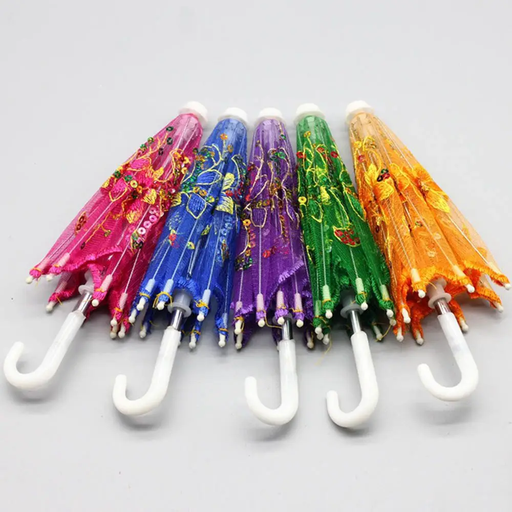 New Lace Umbrella Doll Accessories Baby Kids Mini Embroidered Umbrellas For Handmade Doll Plastic Doll Girls Toy Gifts