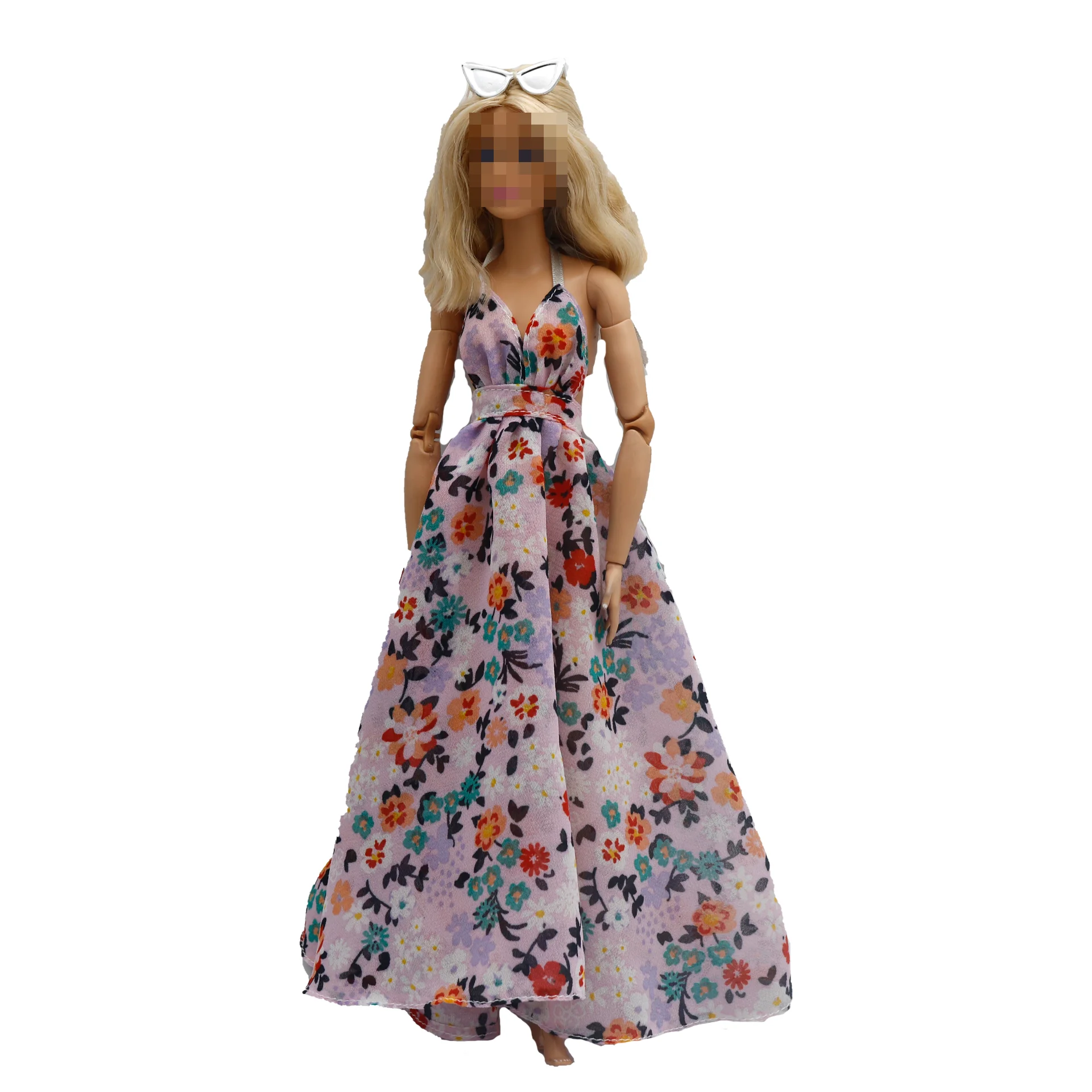 New 30cm 1/6 Sling backless floral Chiffon maxi irregular hem dress Accessories Clothes for B.Doll 11.5" Fashion Doll