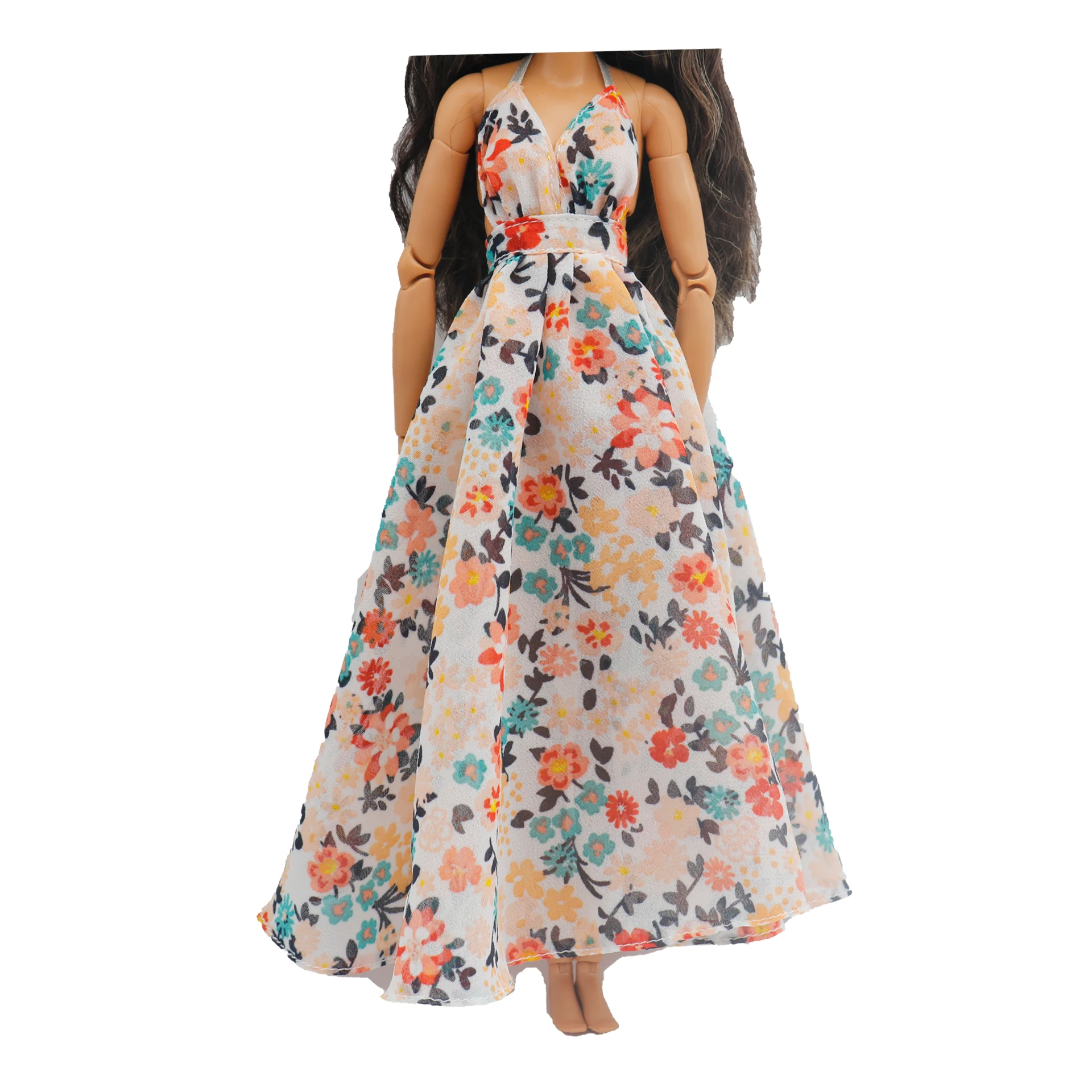 New 30cm 1/6 Sling backless floral Chiffon maxi irregular hem dress Accessories Clothes for B.Doll 11.5" Fashion Doll