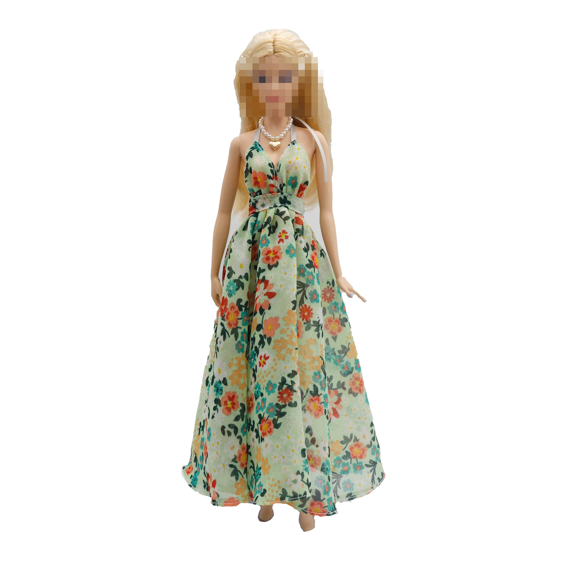 New 30cm 1/6 Sling backless floral Chiffon maxi irregular hem dress Accessories Clothes for B.Doll 11.5" Fashion Doll