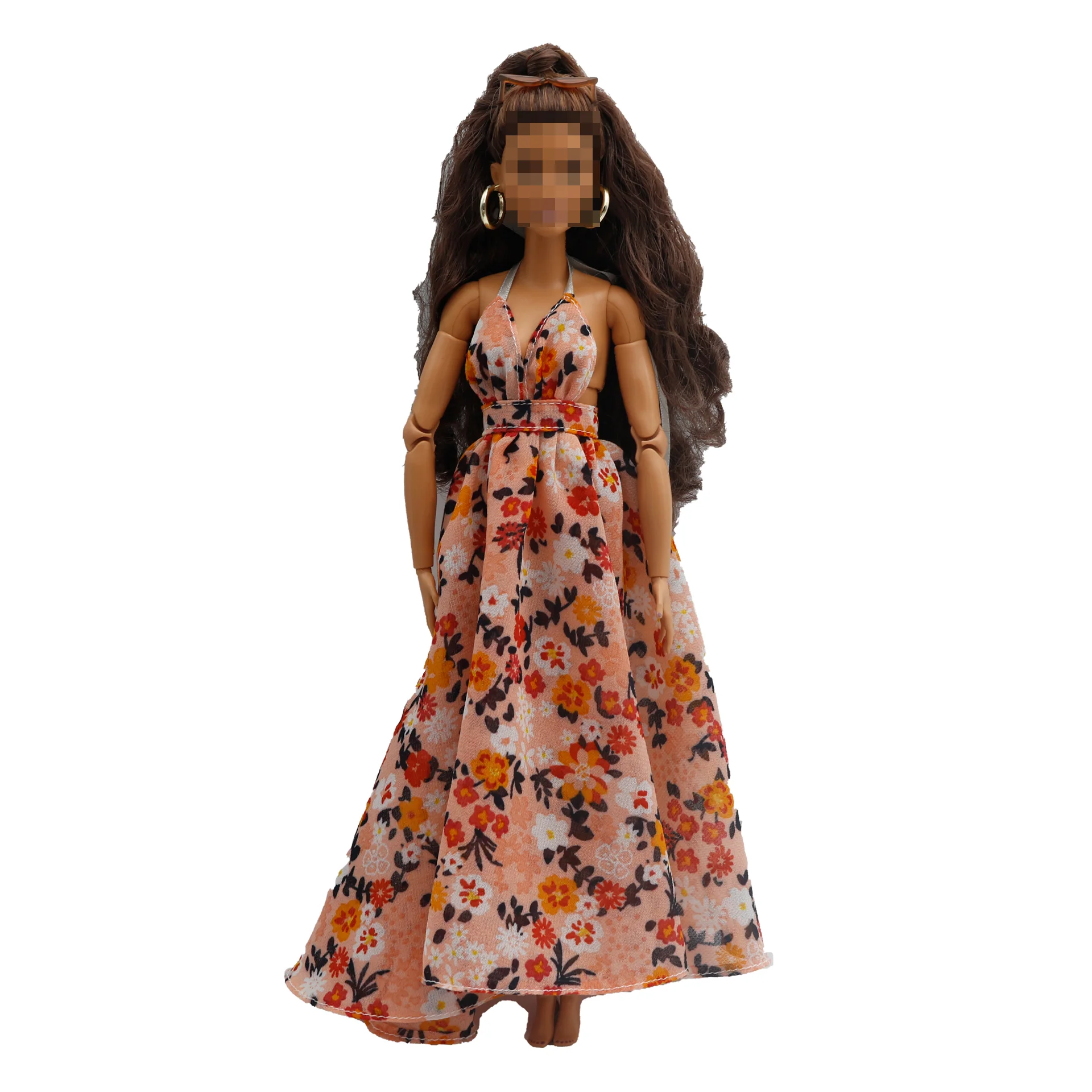 New 30cm 1/6 Sling backless floral Chiffon maxi irregular hem dress Accessories Clothes for B.Doll 11.5" Fashion Doll