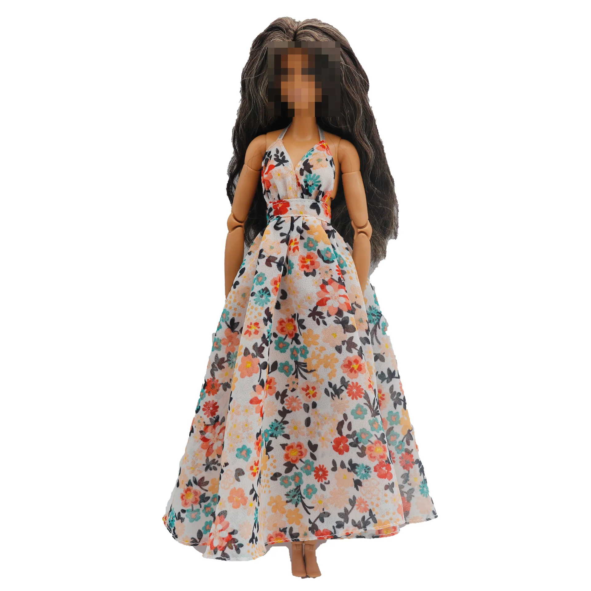New 30cm 1/6 Sling backless floral Chiffon maxi irregular hem dress Accessories Clothes for B.Doll 11.5" Fashion Doll