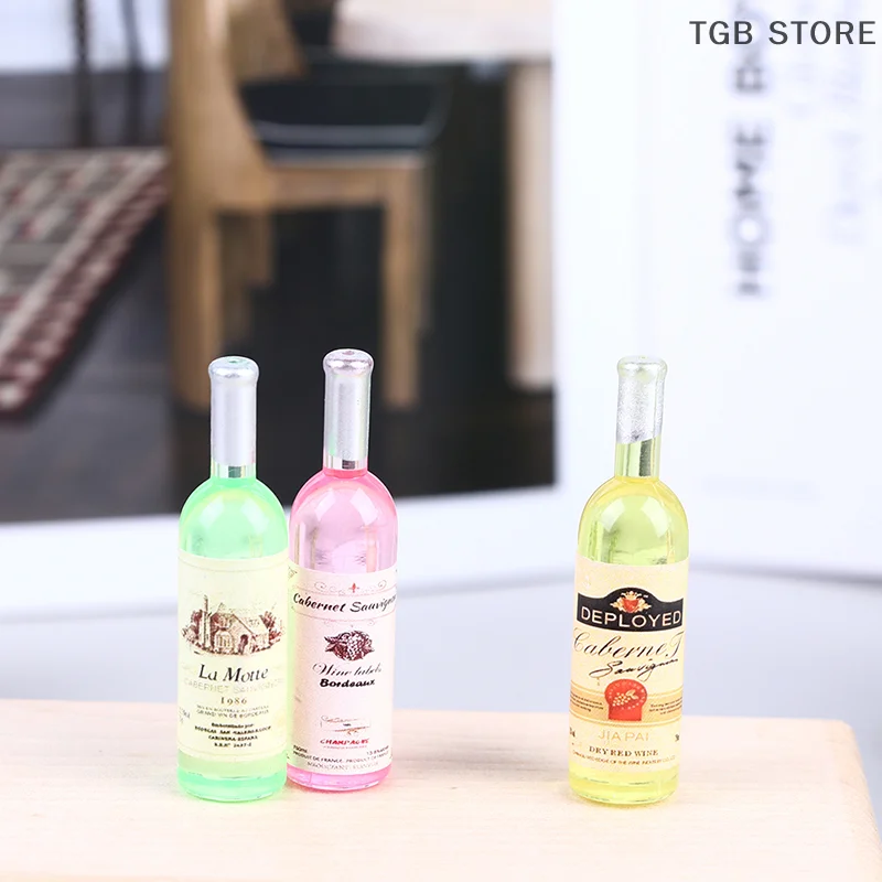 5PCS 1:12 Dollhouse Miniture Simulation Wine Bottle Kitchen Living Room Decoration Accessories