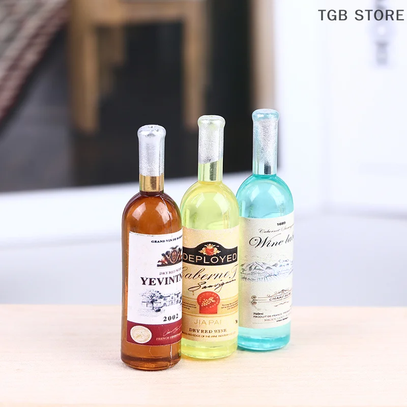 5PCS 1:12 Dollhouse Miniture Simulation Wine Bottle Kitchen Living Room Decoration Accessories