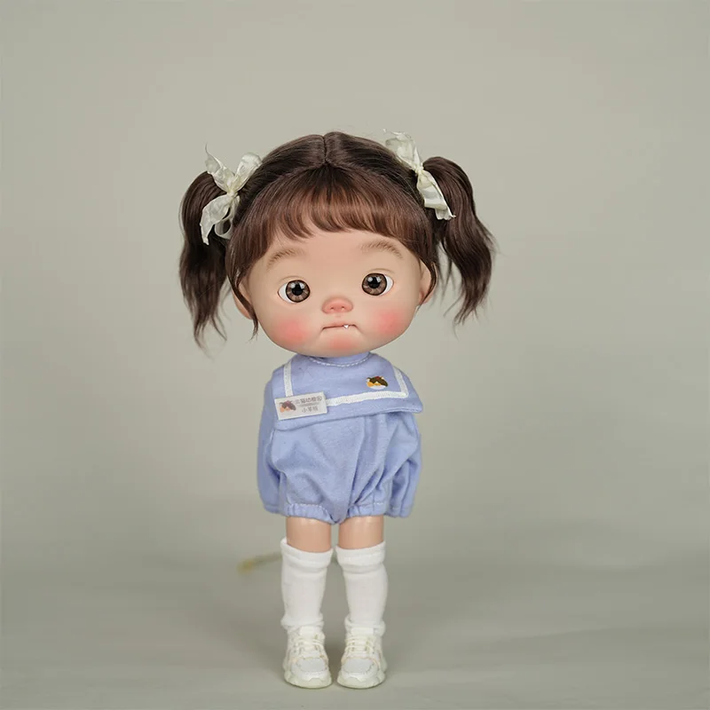 Blyth doll wig soft wavy curving air bangs Long hair Short hair High Ponytail for Big Size Head Doll DianDian Wig 9-10 inch