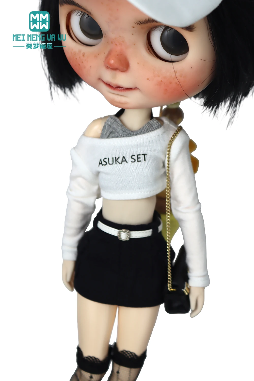 Clothes for Doll Fashion T-Shirts, Mini Shorts, Small Suspenders Fits Blyth Azone OB22 OB24 Doll Accessories