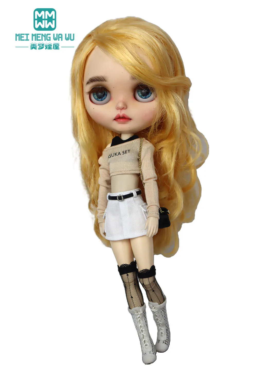 Clothes for Doll Fashion T-Shirts, Mini Shorts, Small Suspenders Fits Blyth Azone OB22 OB24 Doll Accessories