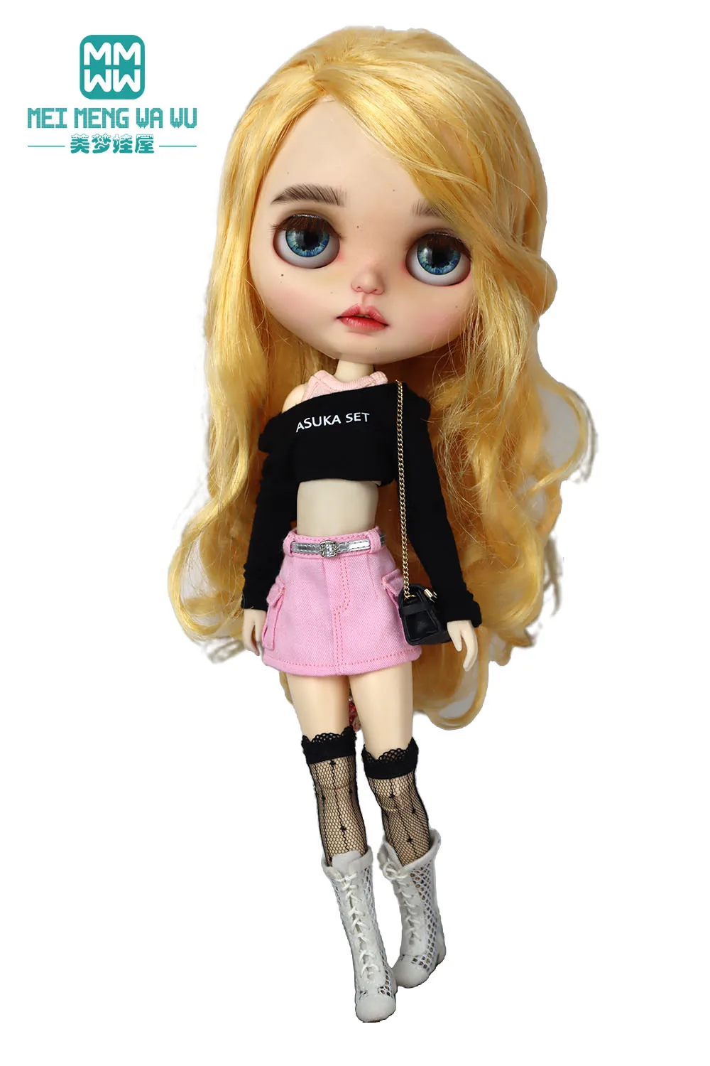 Clothes for Doll Fashion T-Shirts, Mini Shorts, Small Suspenders Fits Blyth Azone OB22 OB24 Doll Accessories