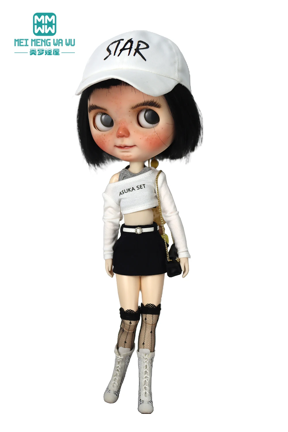 Clothes for Doll Fashion T-Shirts, Mini Shorts, Small Suspenders Fits Blyth Azone OB22 OB24 Doll Accessories