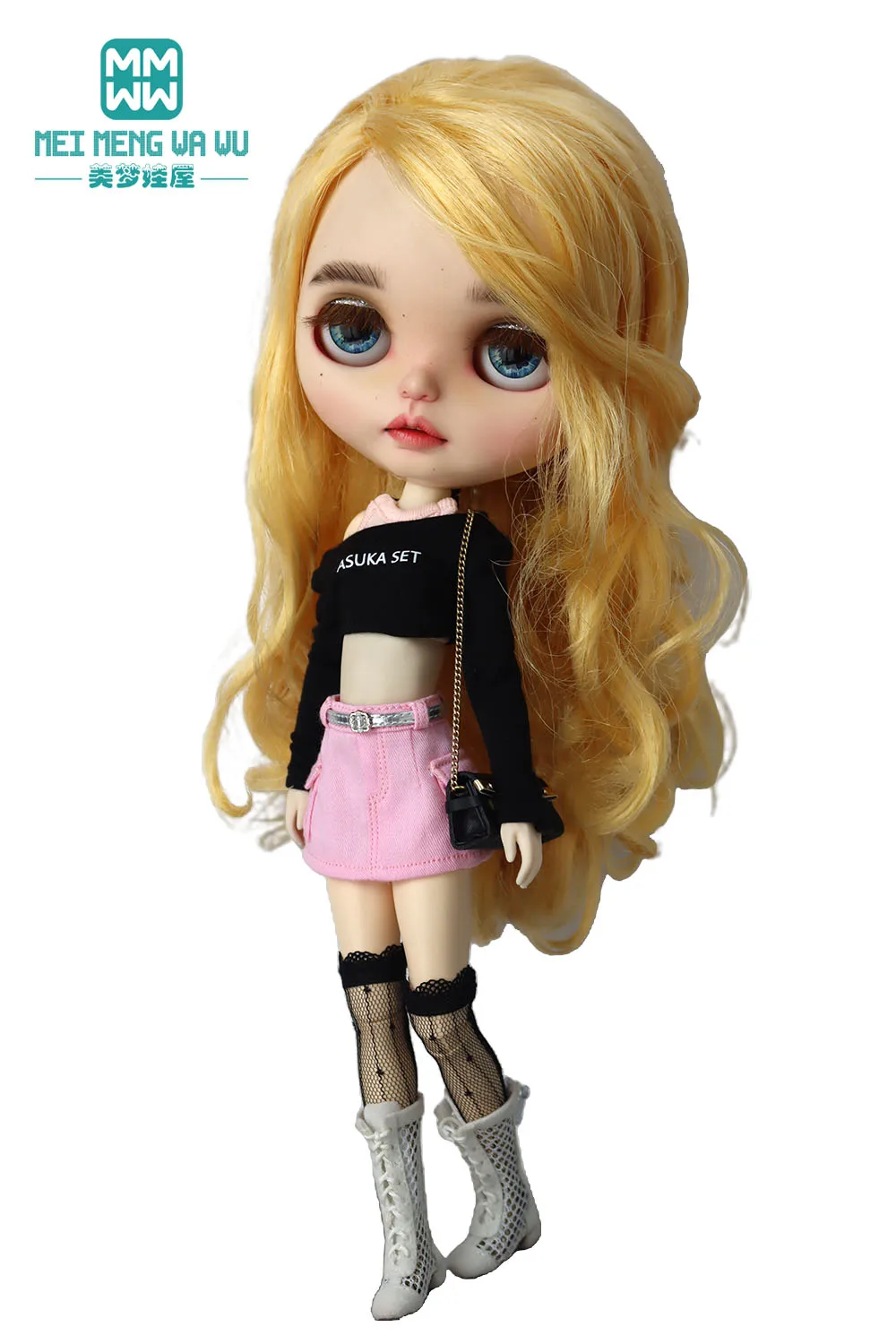 Clothes for Doll Fashion T-Shirts, Mini Shorts, Small Suspenders Fits Blyth Azone OB22 OB24 Doll Accessories