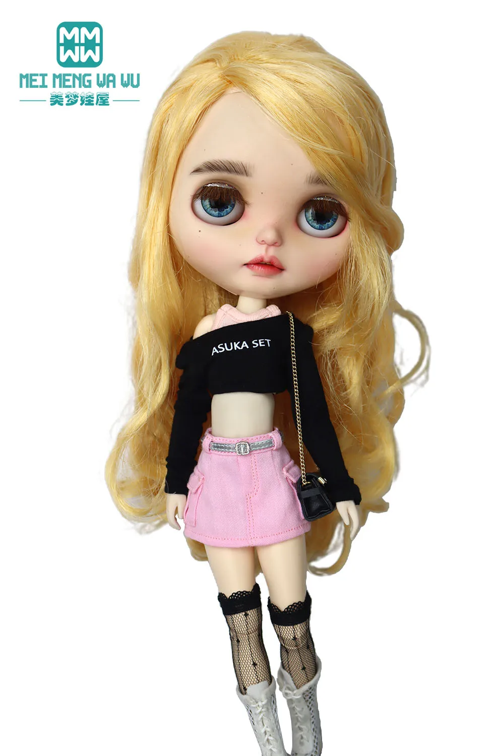 Clothes for Doll Fashion T-Shirts, Mini Shorts, Small Suspenders Fits Blyth Azone OB22 OB24 Doll Accessories