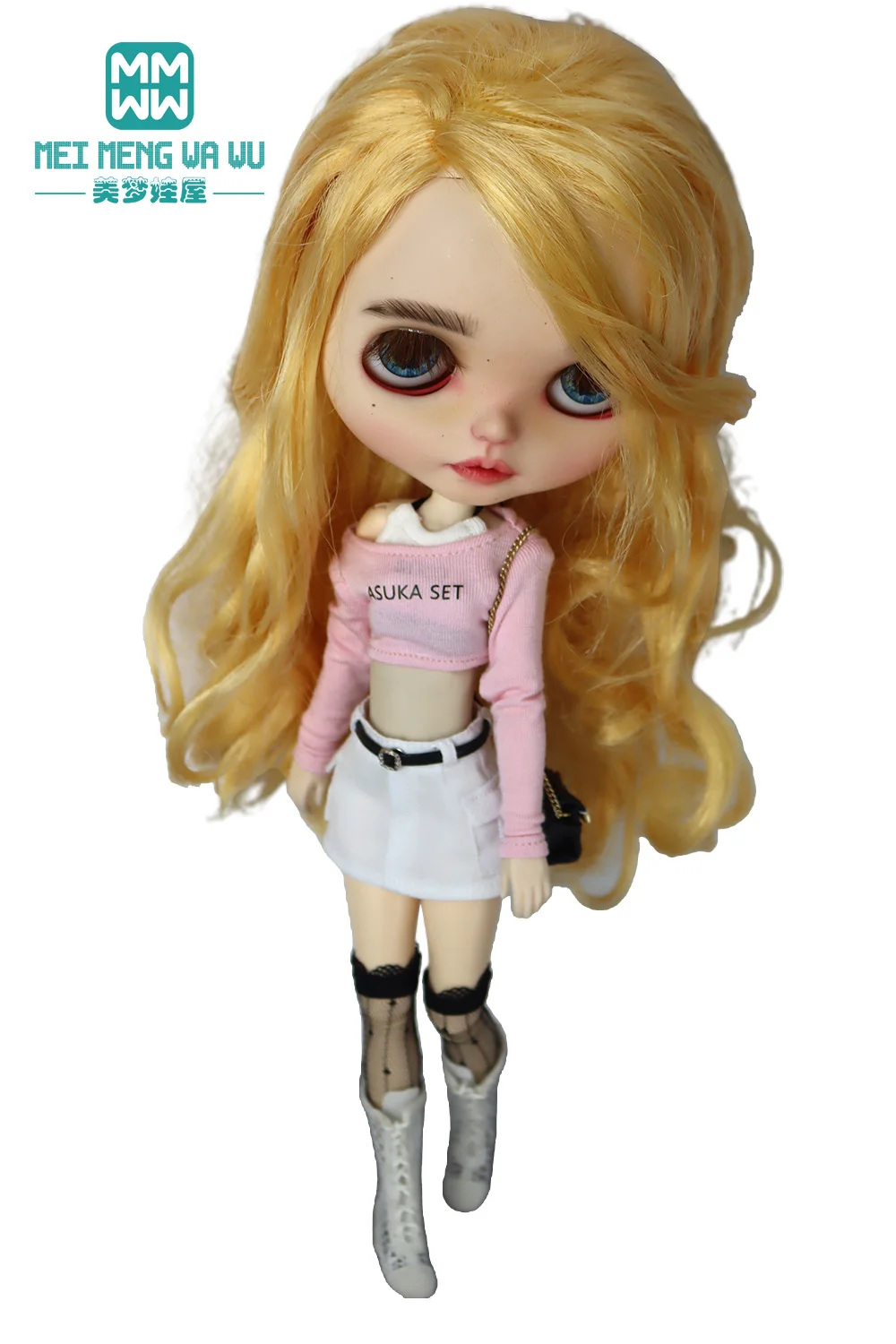 Clothes for Doll Fashion T-Shirts, Mini Shorts, Small Suspenders Fits Blyth Azone OB22 OB24 Doll Accessories