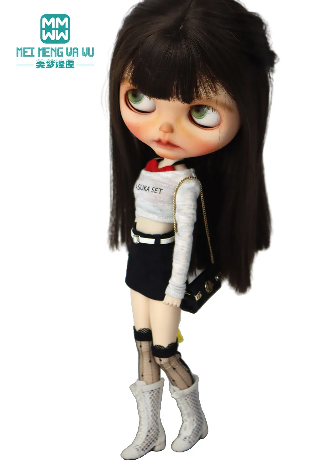 Clothes for Doll Fashion T-Shirts, Mini Shorts, Small Suspenders Fits Blyth Azone OB22 OB24 Doll Accessories