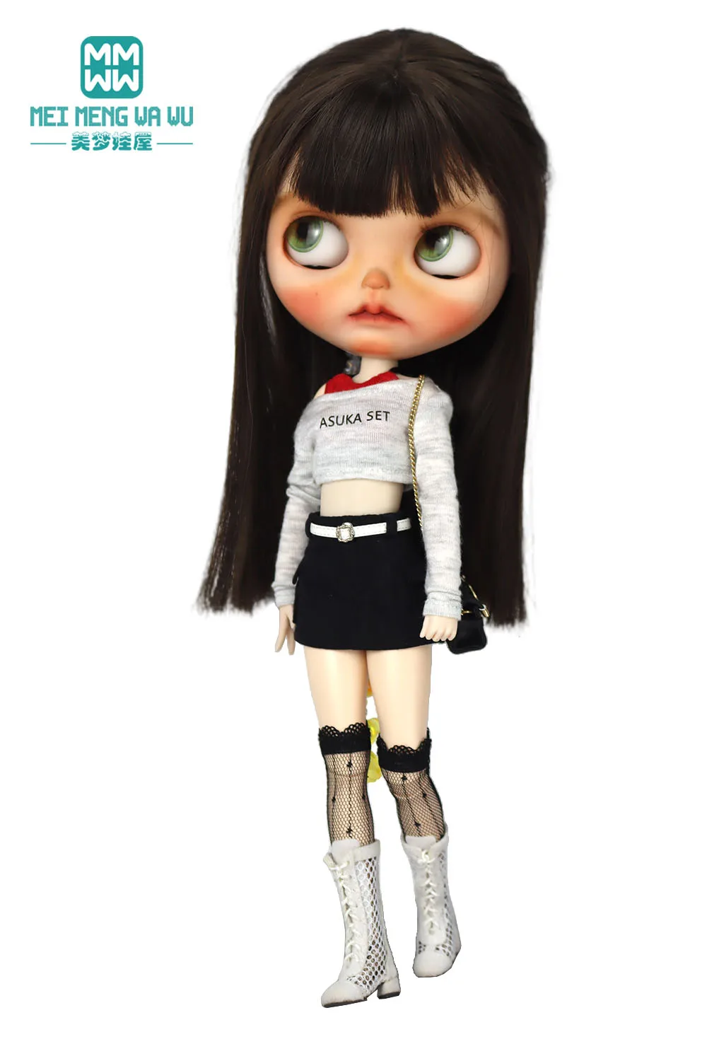 Clothes for Doll Fashion T-Shirts, Mini Shorts, Small Suspenders Fits Blyth Azone OB22 OB24 Doll Accessories