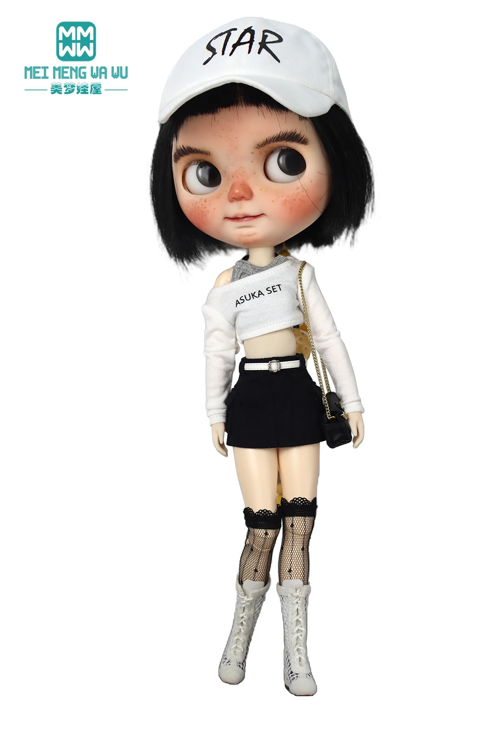 Clothes for Doll Fashion T-Shirts, Mini Shorts, Small Suspenders Fits Blyth Azone OB22 OB24 Doll Accessories
