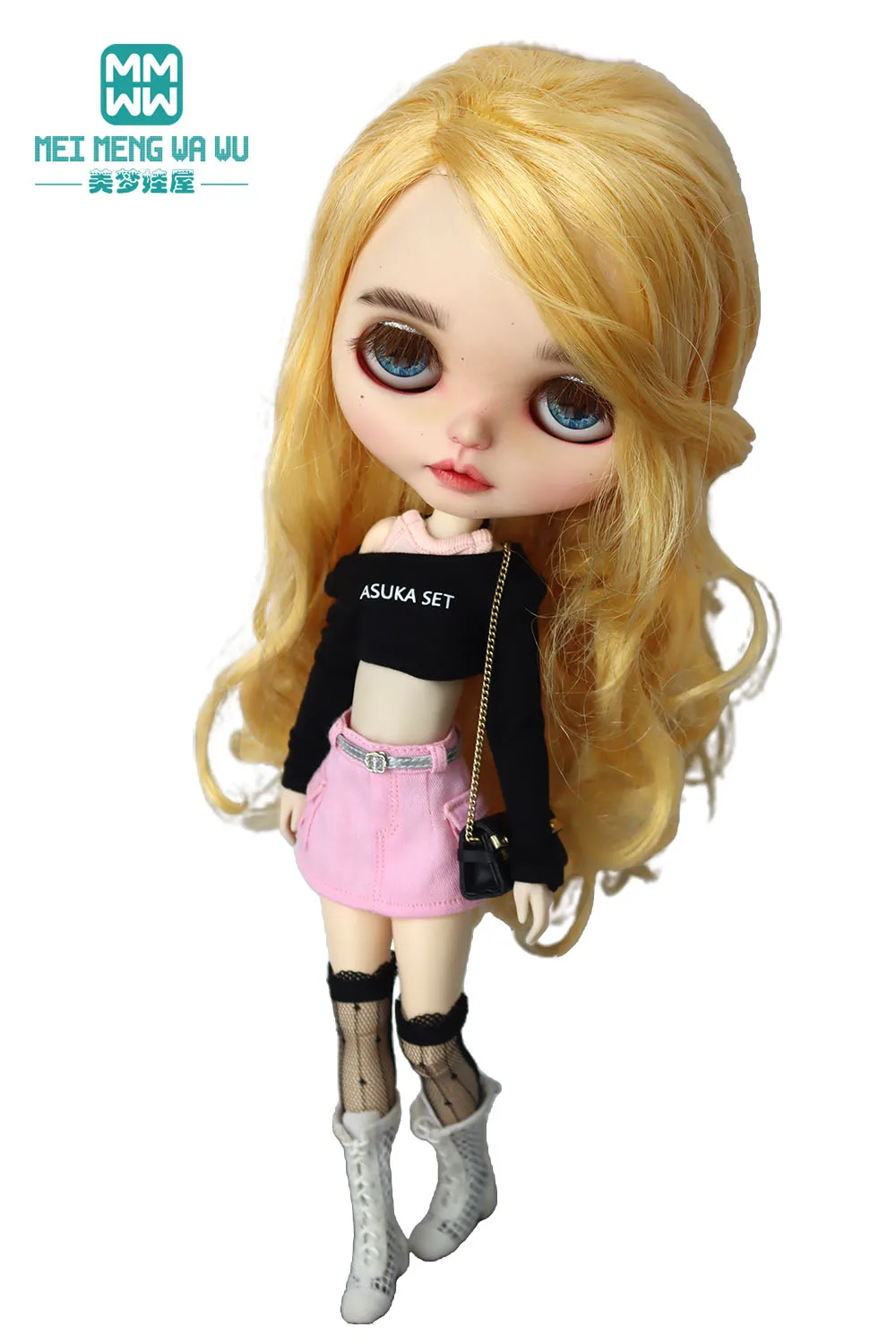 Clothes for Doll Fashion T-Shirts, Mini Shorts, Small Suspenders Fits Blyth Azone OB22 OB24 Doll Accessories