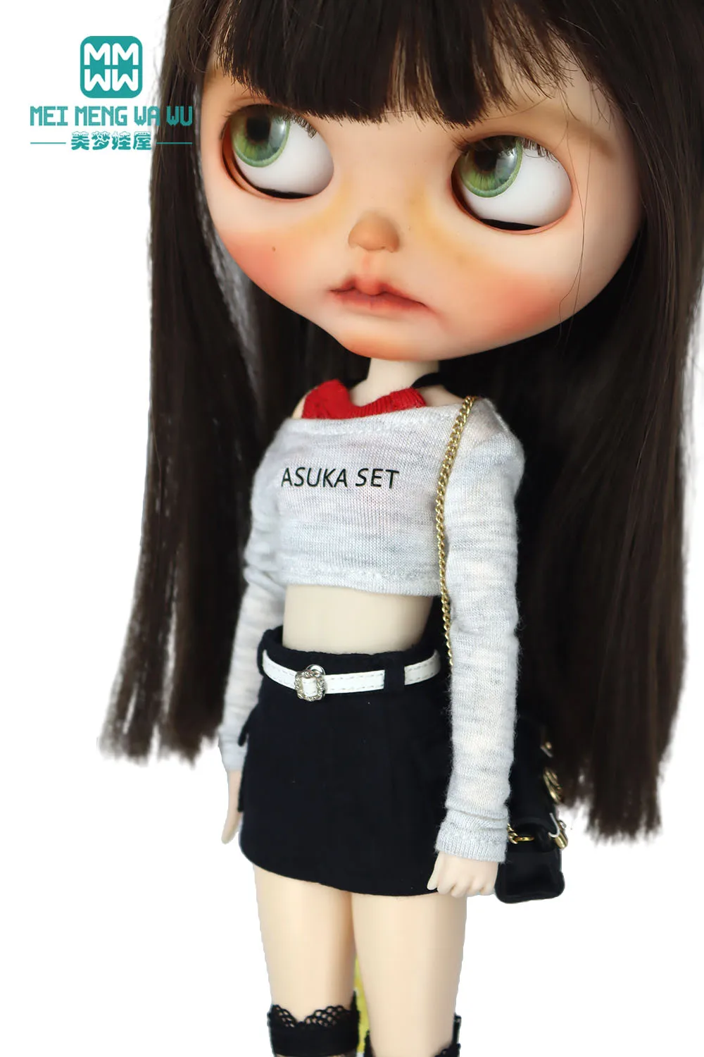 Clothes for Doll Fashion T-Shirts, Mini Shorts, Small Suspenders Fits Blyth Azone OB22 OB24 Doll Accessories