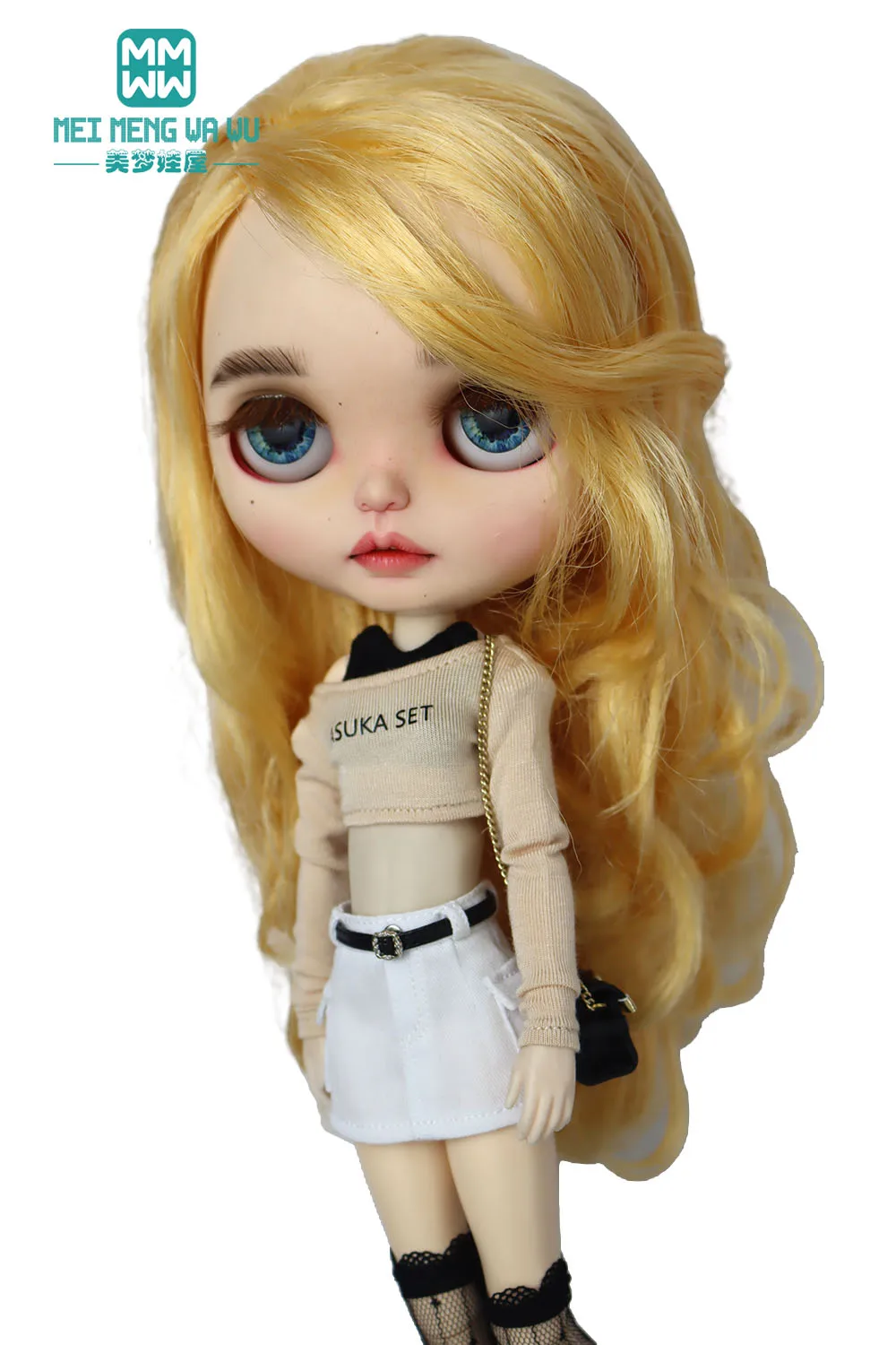 Clothes for Doll Fashion T-Shirts, Mini Shorts, Small Suspenders Fits Blyth Azone OB22 OB24 Doll Accessories