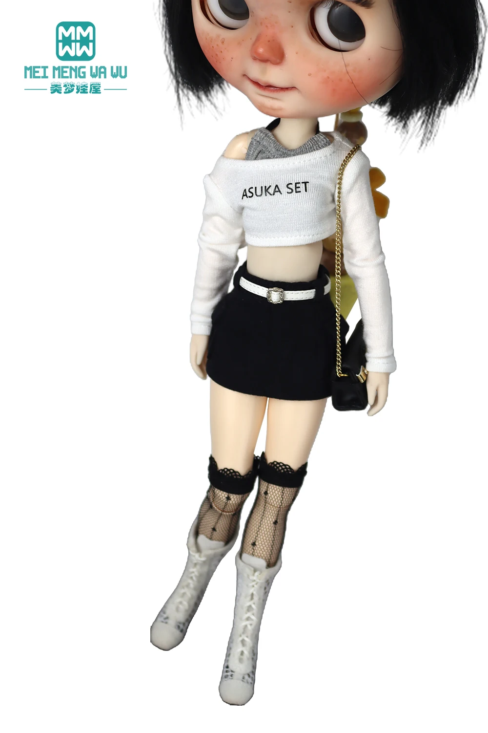 Clothes for Doll Fashion T-Shirts, Mini Shorts, Small Suspenders Fits Blyth Azone OB22 OB24 Doll Accessories