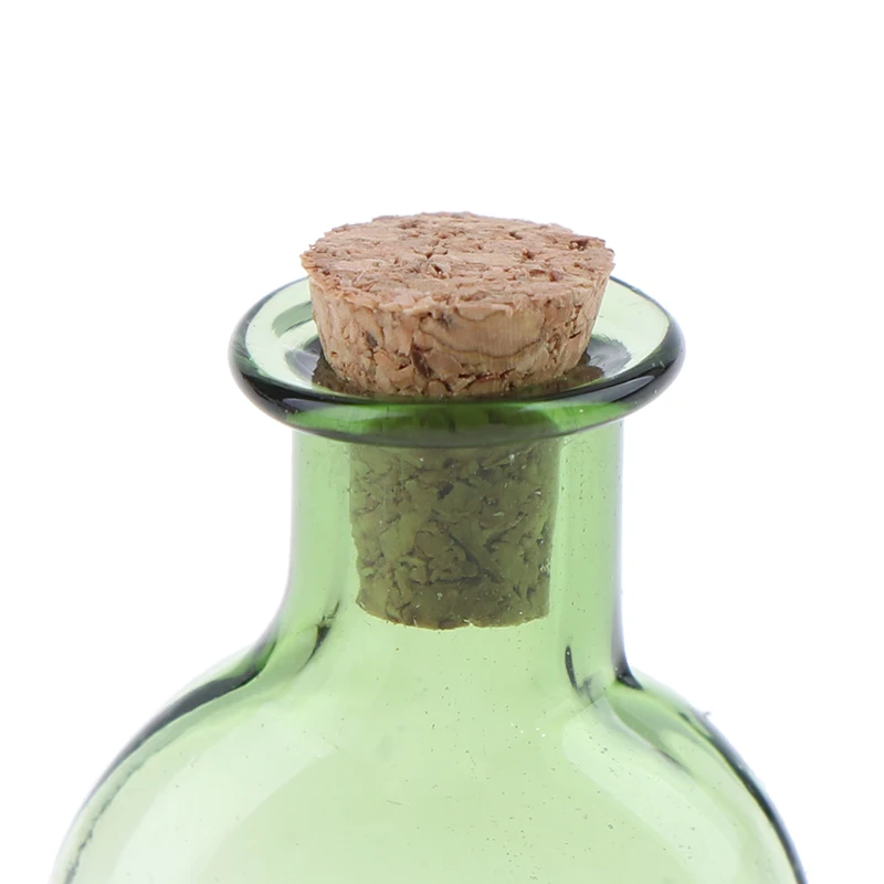 2Pcs 1:12 Dollhouse Miniature Glass Color Bottles Cork Bottles Tiny Jar Wishing Bottle Model For Dollhouse Decoration