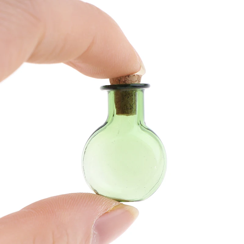 2Pcs 1:12 Dollhouse Miniature Glass Color Bottles Cork Bottles Tiny Jar Wishing Bottle Model For Dollhouse Decoration