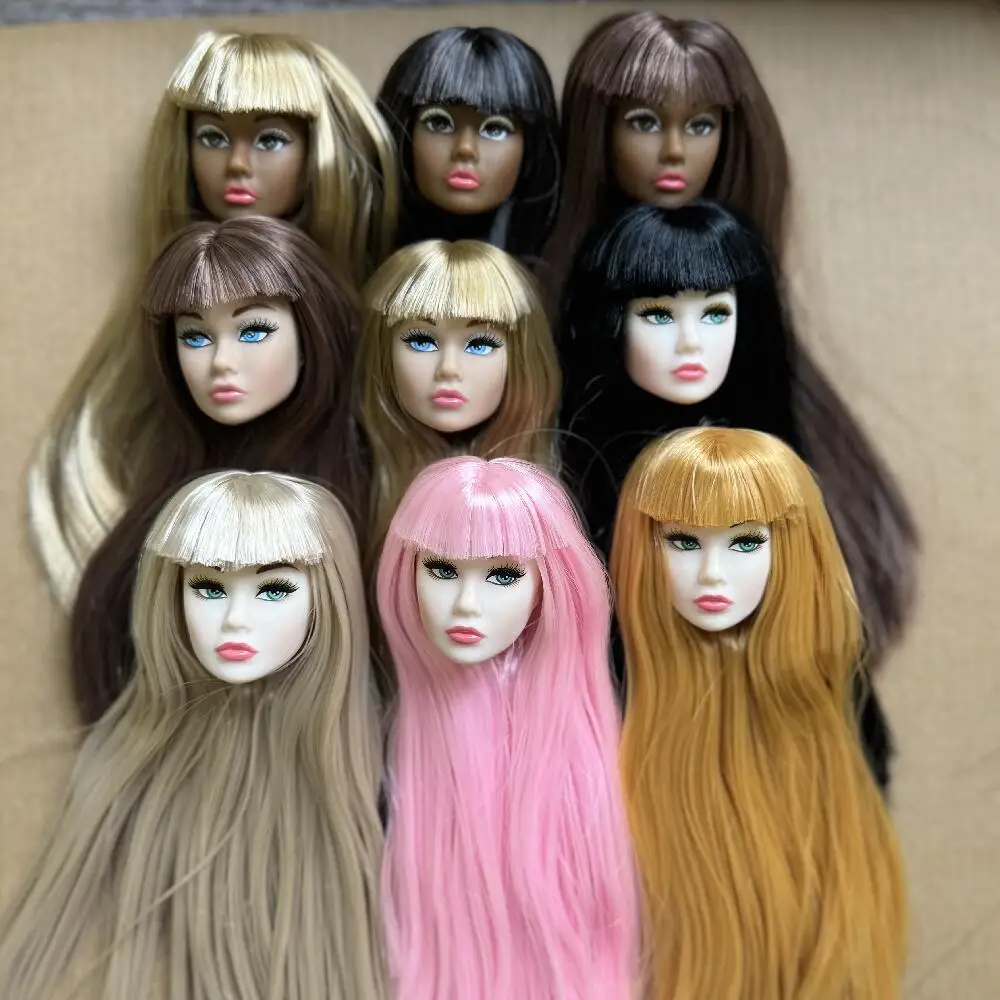 Vintage 1/6 PP European Face Doll Heads White Beige Dark Brown Skin Tone Fashion Doll Head Make Up DIY Toy Parts Kids Gifts