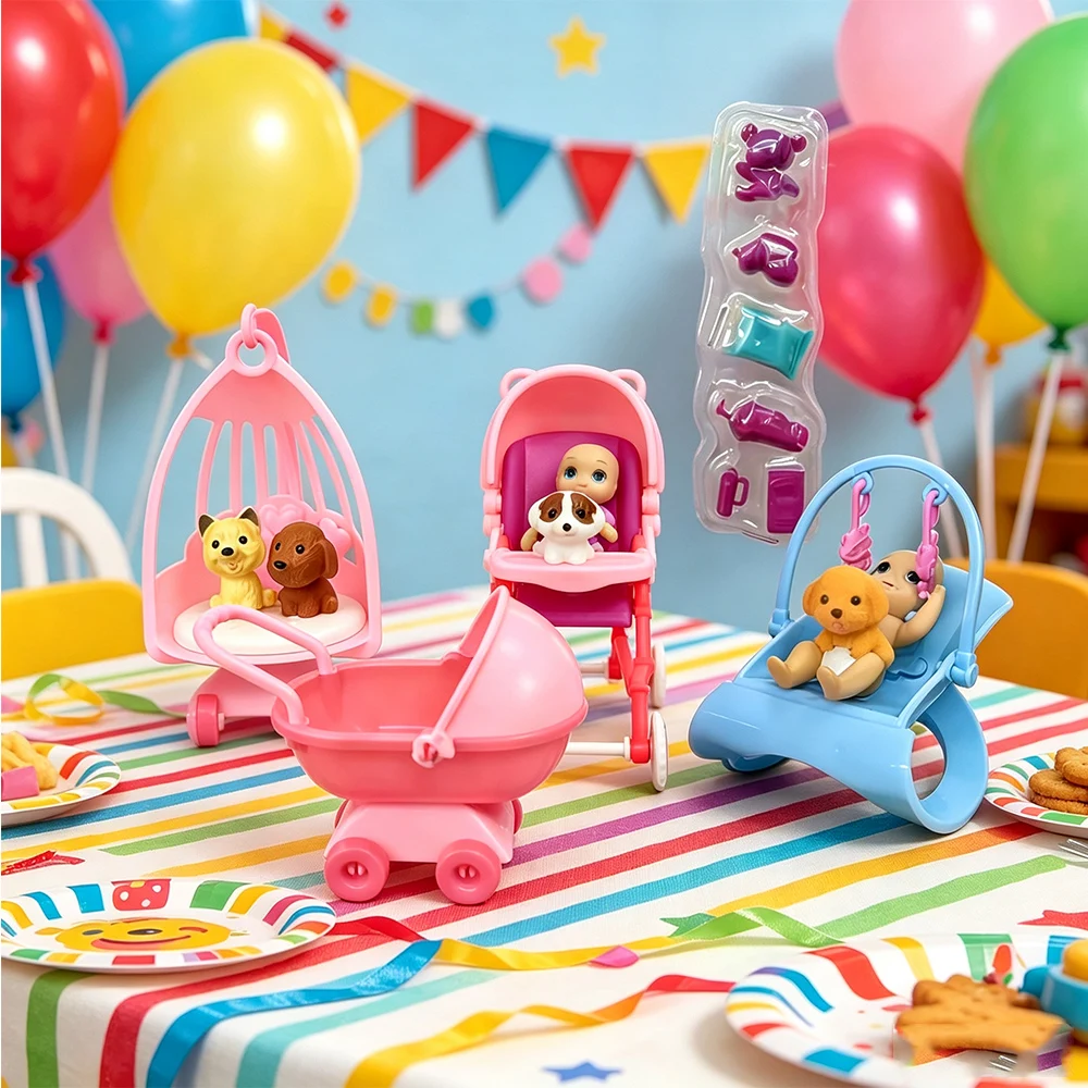 Playhouse Doll Cart Rocking Chair Accessories Pet Set Cute Mini Set Dollhouse Accessories
