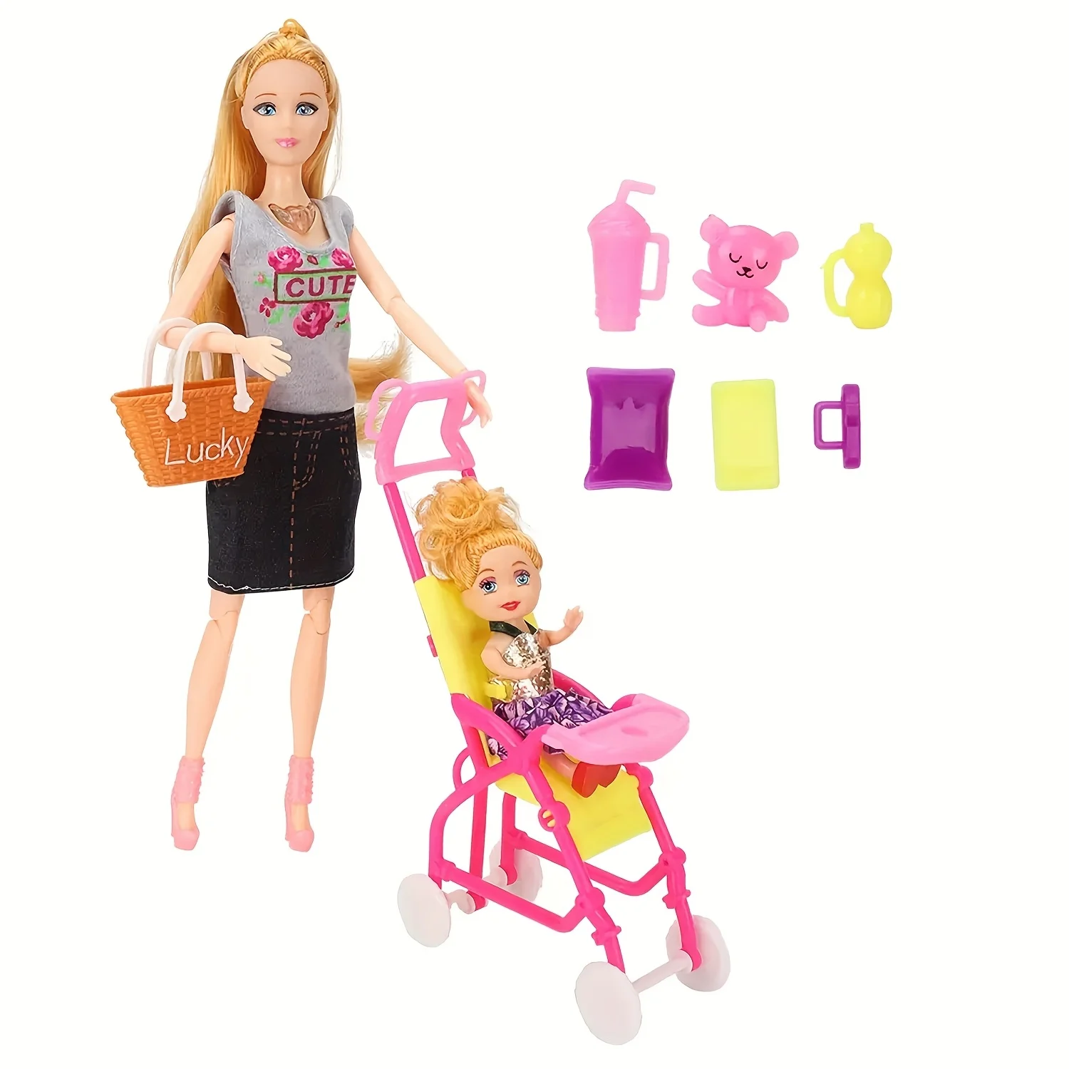 Playhouse Doll Cart Rocking Chair Accessories Pet Set Cute Mini Set Dollhouse Accessories