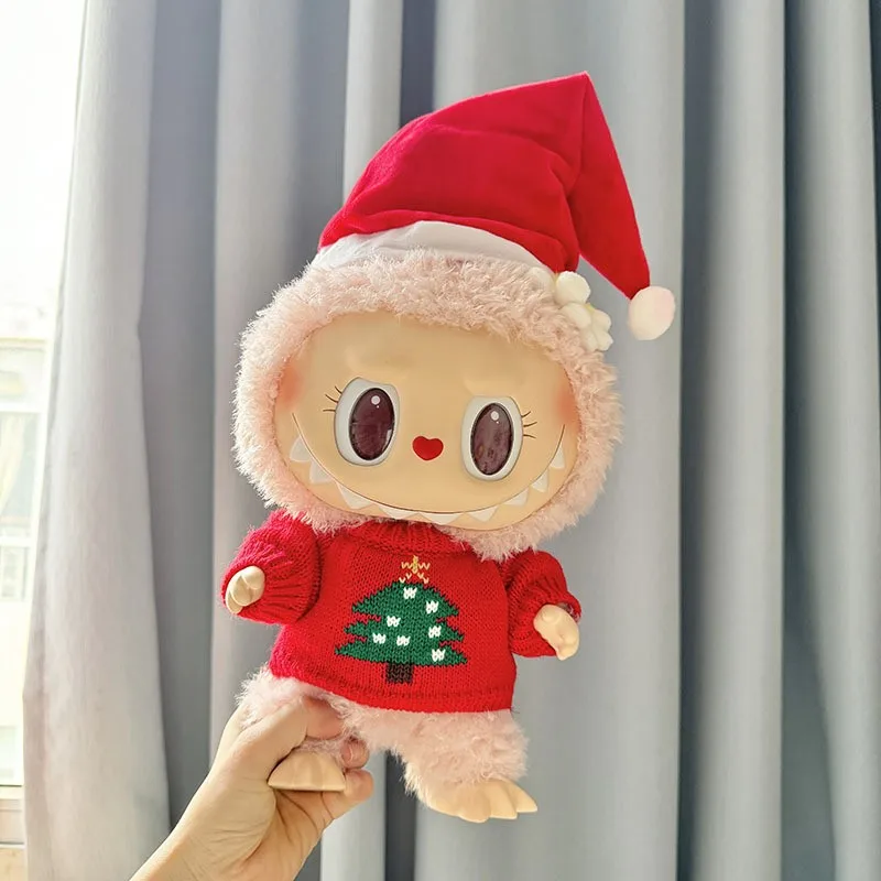 For 38cm Labubu Mokoko Doll Holiday Christmas Dress Cute Style Sweater Cute Girl Outfit Clothing Set Labubu Clothes Gift No Doll