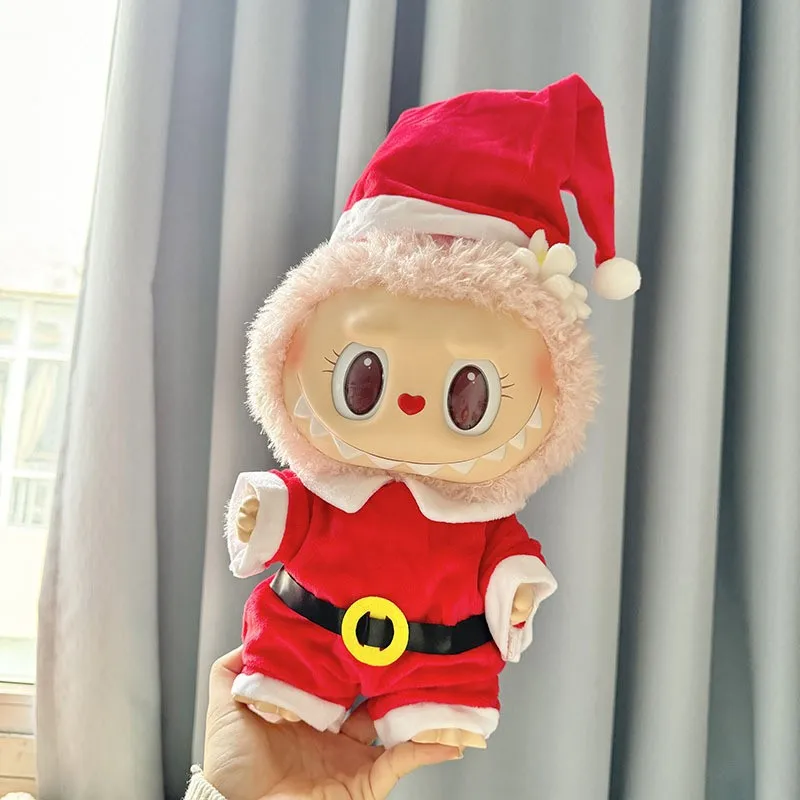 For 38cm Labubu Mokoko Doll Holiday Christmas Dress Cute Style Sweater Cute Girl Outfit Clothing Set Labubu Clothes Gift No Doll