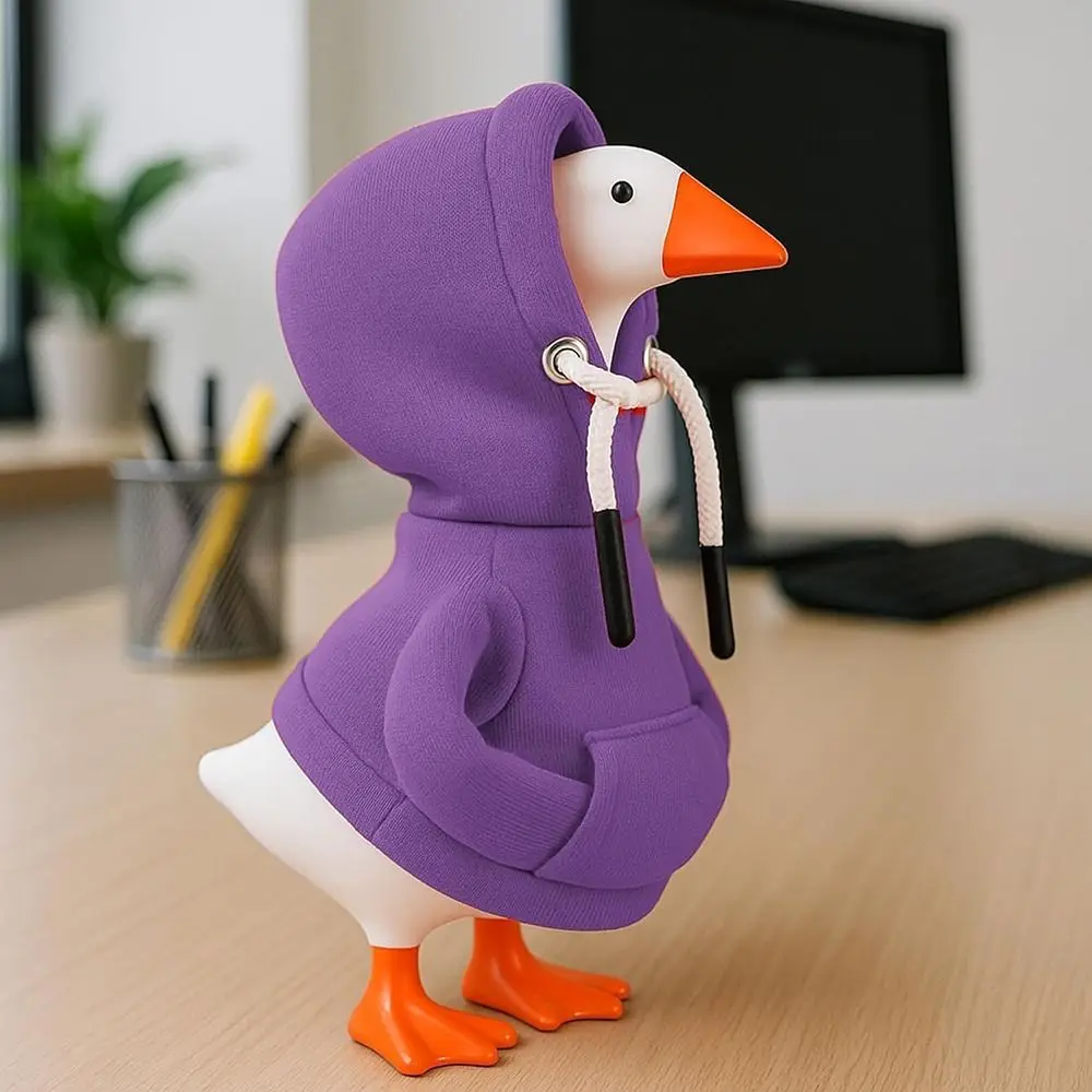 Funny 5 Inch Goose Outfits Red Hoodies Soft Solid Color Mini Porch Goose Hoodies Tabletop Goose Costume for Table Decoration