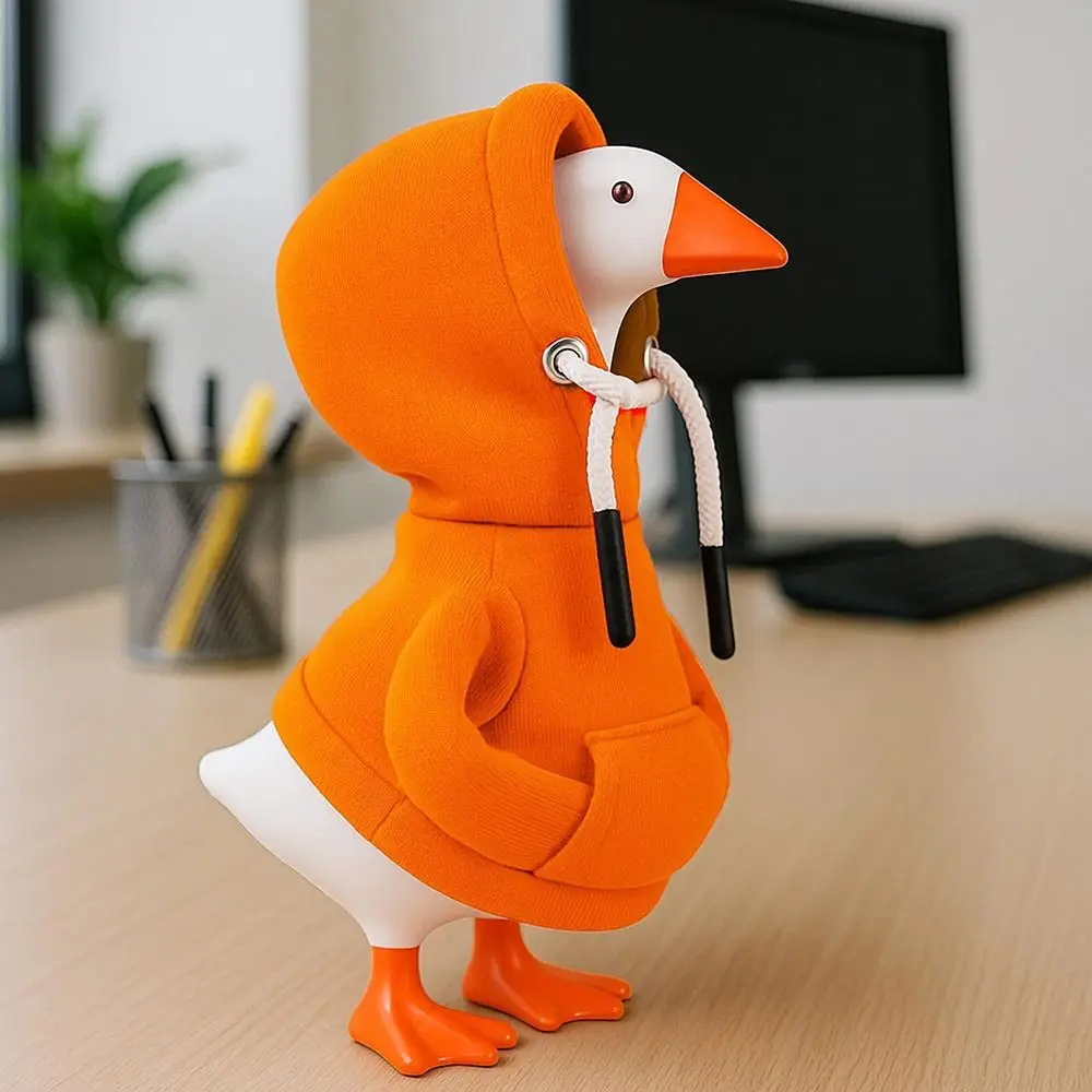 Funny 5 Inch Goose Outfits Red Hoodies Soft Solid Color Mini Porch Goose Hoodies Tabletop Goose Costume for Table Decoration