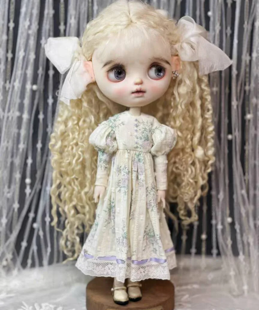 1pcs vintage retro floral rural style 2025 Blythe/landoudou one-piece dress (Fit for Lulu,ymy24,Ob22,24,26,zone, Jenny)