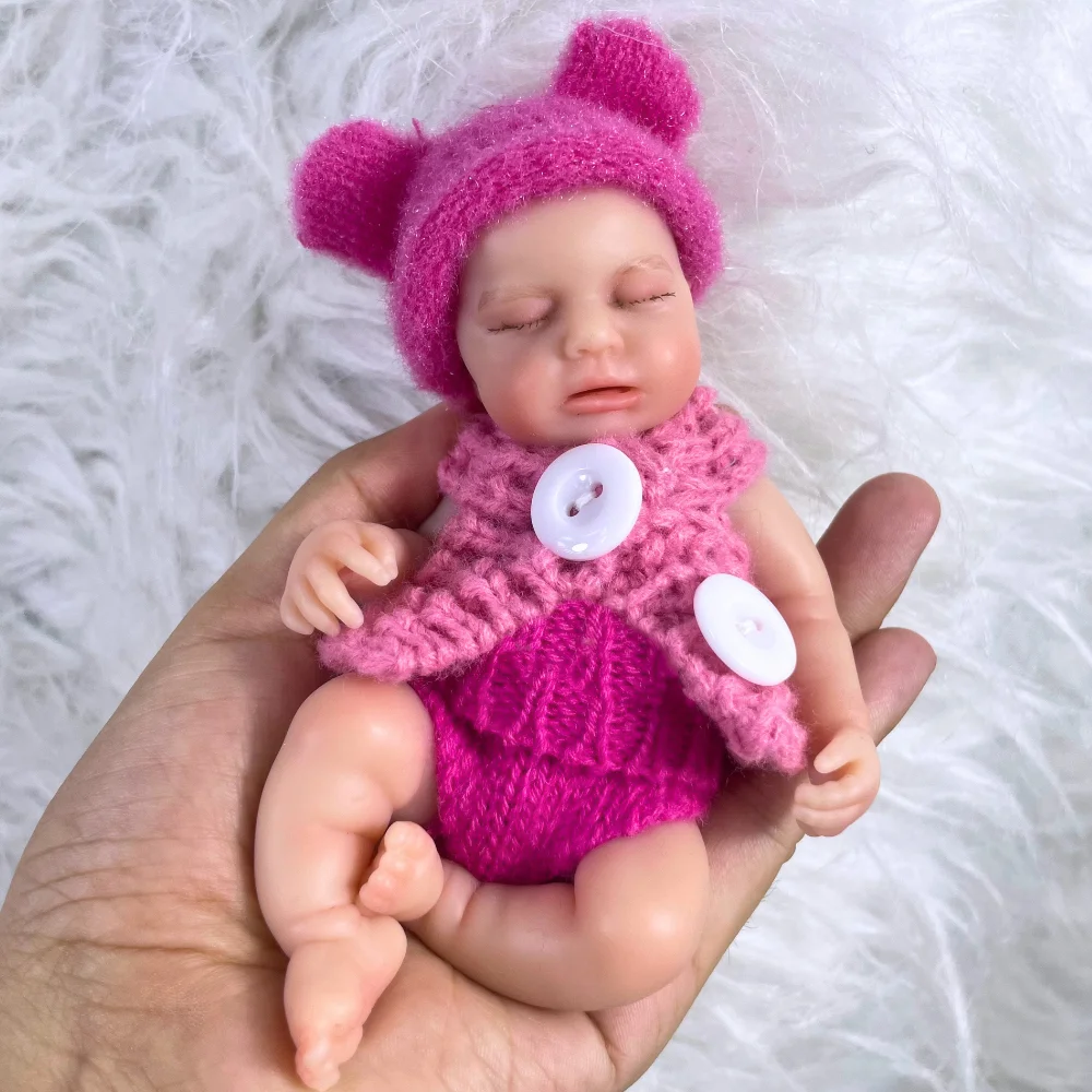 15CM Can Open Mouth Silicone Reborn Doll LouLou Squishy Elastic Silicone Washable Body Palm Doll Toy Christmas Gift
