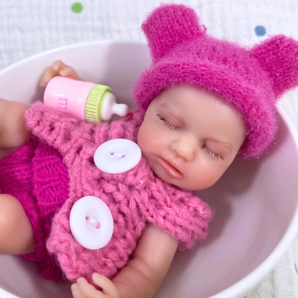 15CM Can Open Mouth Silicone Reborn Doll LouLou Squishy Elastic Silicone Washable Body Palm Doll Toy Christmas Gift