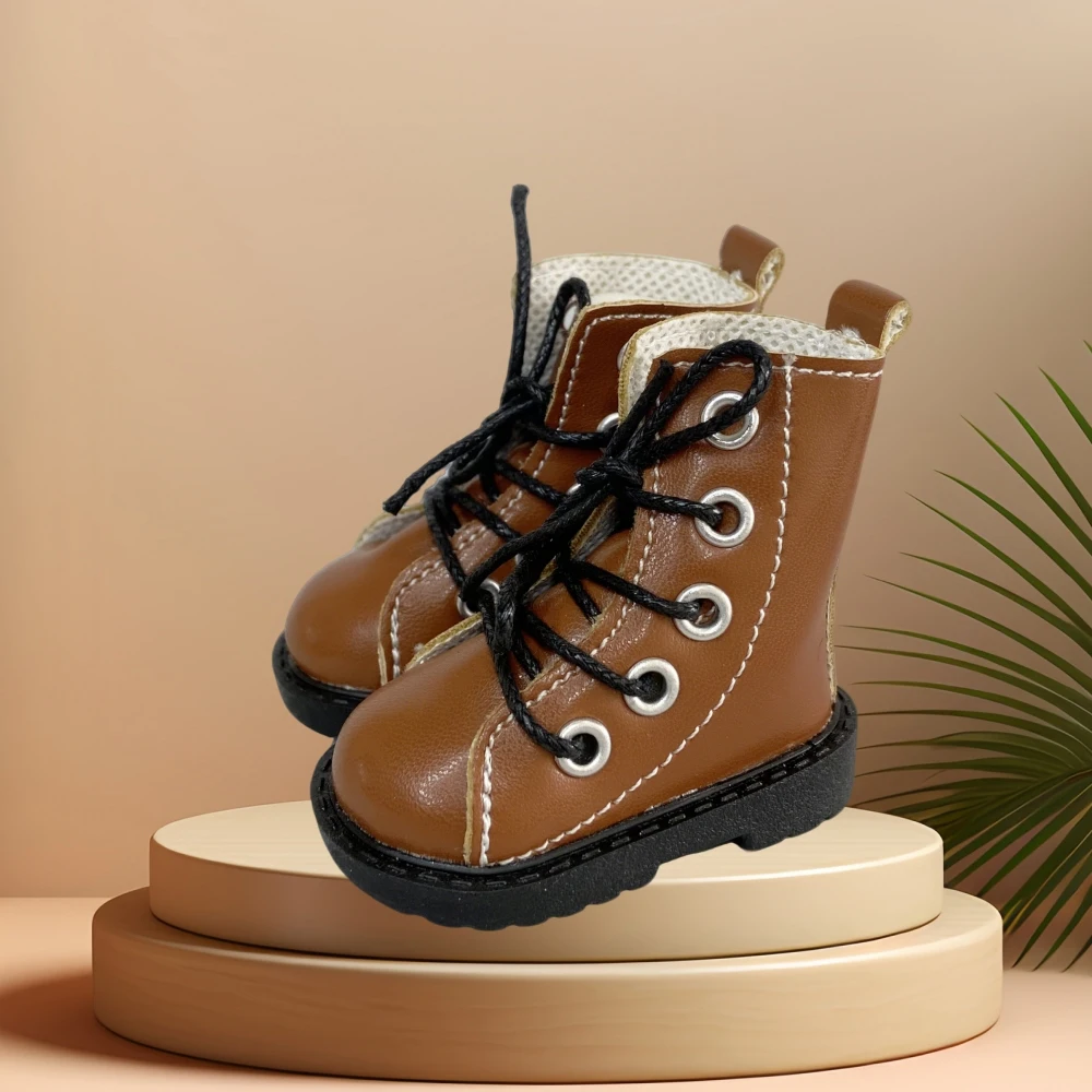 New 6.5cm Short Ankle Boots 1/4 Scale Doll Footwear for Mia Corolle Paola Reina Retro Lace-Up Sturdy Sole Fashion Gift Toy Shoes