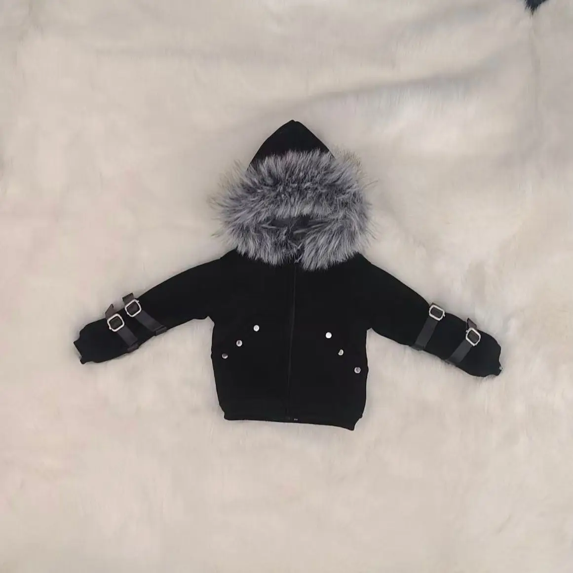 New 1/3 Doll's Clothes for 73cm Male Bjd Doll Warm Winter Big Hair Collar Hoodie Coat Dress Up Toys Play House Doll Accessories