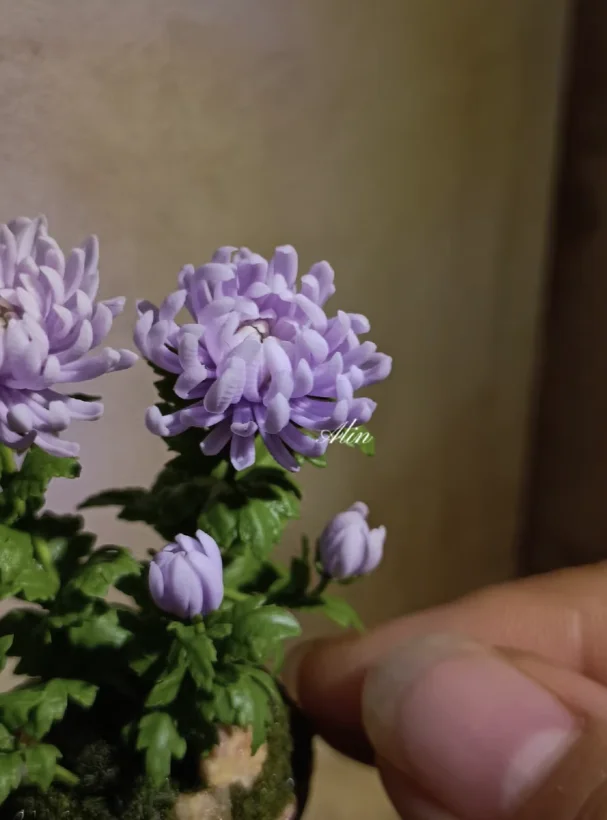 Handmade Clay Vine Plants Collection: Wisteria, Ivy & Rose Vine Miniatures with Lotus & Chrysanthemum for 1:6 Dollhouse Garden