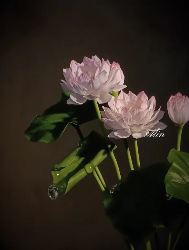Handmade Clay Vine Plants Collection: Wisteria, Ivy & Rose Vine Miniatures with Lotus & Chrysanthemum for 1:6 Dollhouse Garden