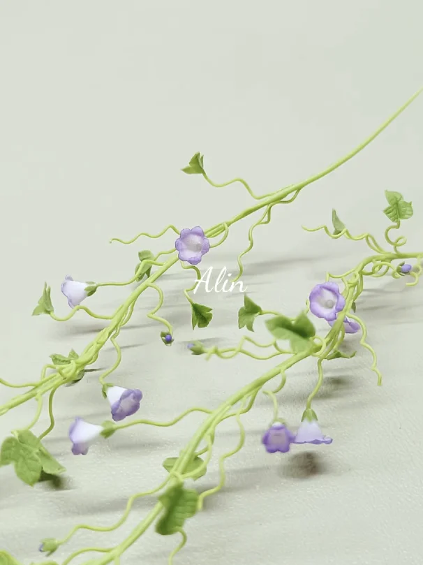 Handmade Clay Vine Plants Collection: Wisteria, Ivy & Rose Vine Miniatures with Lotus & Chrysanthemum for 1:6 Dollhouse Garden