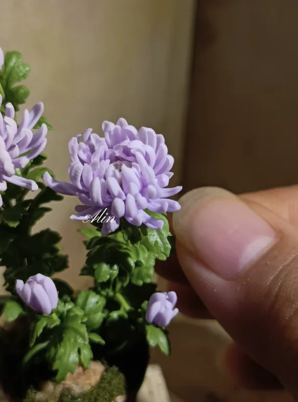 Handmade Clay Vine Plants Collection: Wisteria, Ivy & Rose Vine Miniatures with Lotus & Chrysanthemum for 1:6 Dollhouse Garden