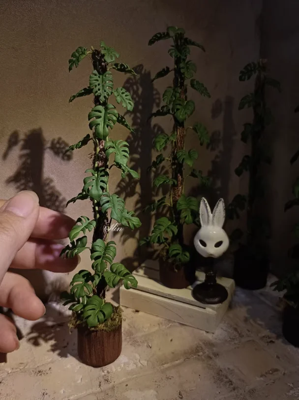 Handmade Clay Vine Plants Collection: Wisteria, Ivy & Rose Vine Miniatures with Lotus & Chrysanthemum for 1:6 Dollhouse Garden