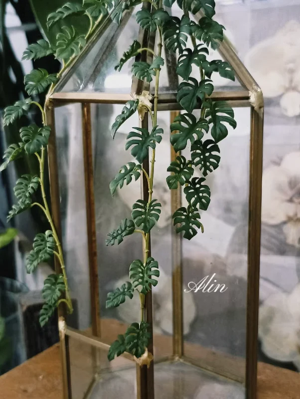 Handmade Clay Vine Plants Collection: Wisteria, Ivy & Rose Vine Miniatures with Lotus & Chrysanthemum for 1:6 Dollhouse Garden