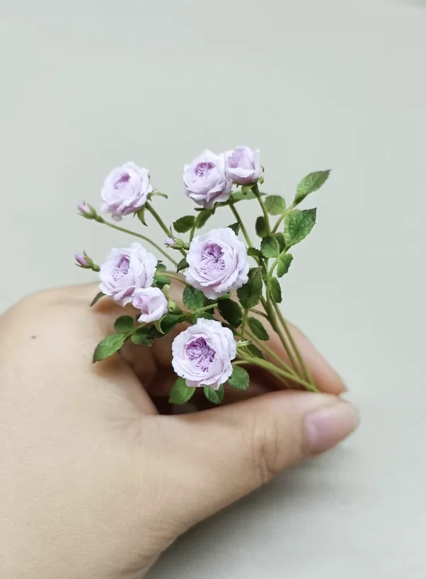 Handmade Clay Vine Plants Collection: Wisteria, Ivy & Rose Vine Miniatures with Lotus & Chrysanthemum for 1:6 Dollhouse Garden