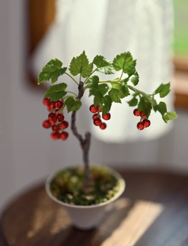 Handmade Clay Vine Plants Collection: Wisteria, Ivy & Rose Vine Miniatures with Lotus & Chrysanthemum for 1:6 Dollhouse Garden